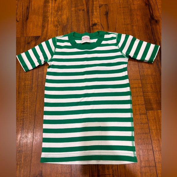 Hanna Andersson Kids Short Pajama Set Christmas Winter Green Peppermint Stripes - Picture 2 of 11